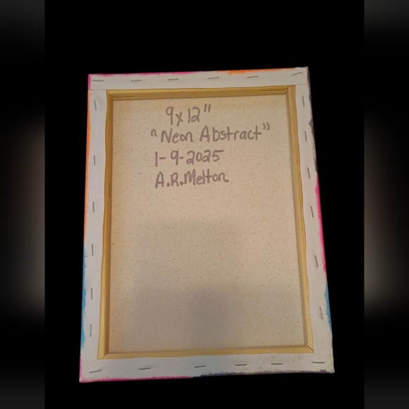 Handmade Handpainted Geometric Abstract Acrylic Painting Stretched Canvas - Picture 2 of 2